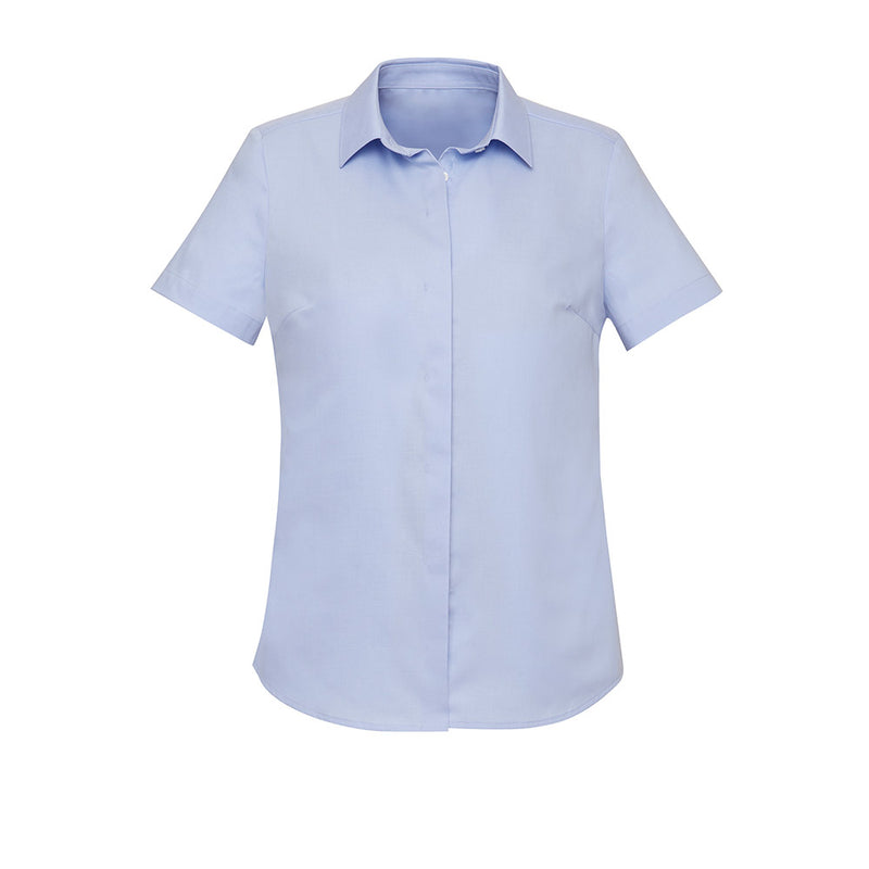 Load image into Gallery viewer, Biz Womens Charlie Short Sleeve Shirt features a sleek, semi-fitted design ideal for professional settings, with a concealed front placket and bar tack detailing, ensuring both modern style and comfort for workplace environments.