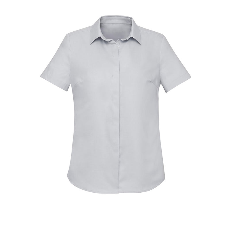 Load image into Gallery viewer, Biz Womens Charlie Short Sleeve Shirt features a semi-fitted design with a concealed front placket, bar-tack details, and a hidden bust button, ideal for professional settings, embodying modern style and workplace comfort.
