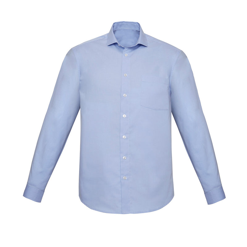 Load image into Gallery viewer, Biz Charlie Classic Fit Long Sleeve Shirt features a classic collar, French front placket, and adjustable cuffs, ideal for professional settings. Designed for comfort with mechanical stretch and subtle detailing.
