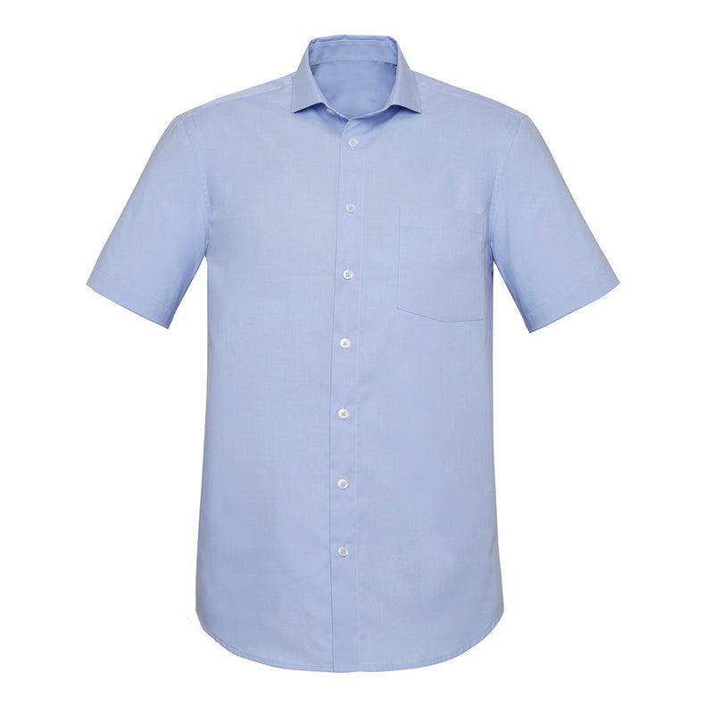 Load image into Gallery viewer, Biz Charlie Classic Fit S/S Shirt, featuring a collar and white buttons, ideal for smart casual work attire. Designed for comfort with mechanical stretch, suitable for various work environments from Active Safety.