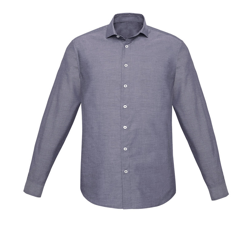 Load image into Gallery viewer, Biz Mens Charlie Slim Fit Long Sleeve Shirt featuring a clean French front placket, classic collar, and adjustable button cuffs. Ideal for smart-casual work settings, offering comfort with a slight body taper.