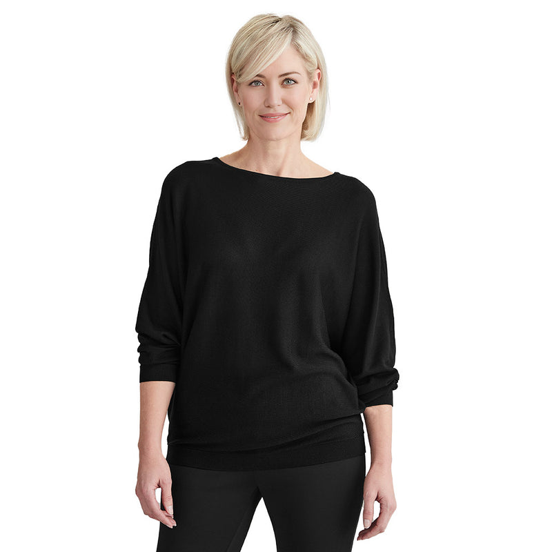 Load image into Gallery viewer, Biz Skye Women's Batwing Sweater Top, showcasing dropped shoulders and dolman sleeves, crafted from sustainable Lyocell for a relaxed fit. Designed to sit on the hips, ideal for versatile comfort.