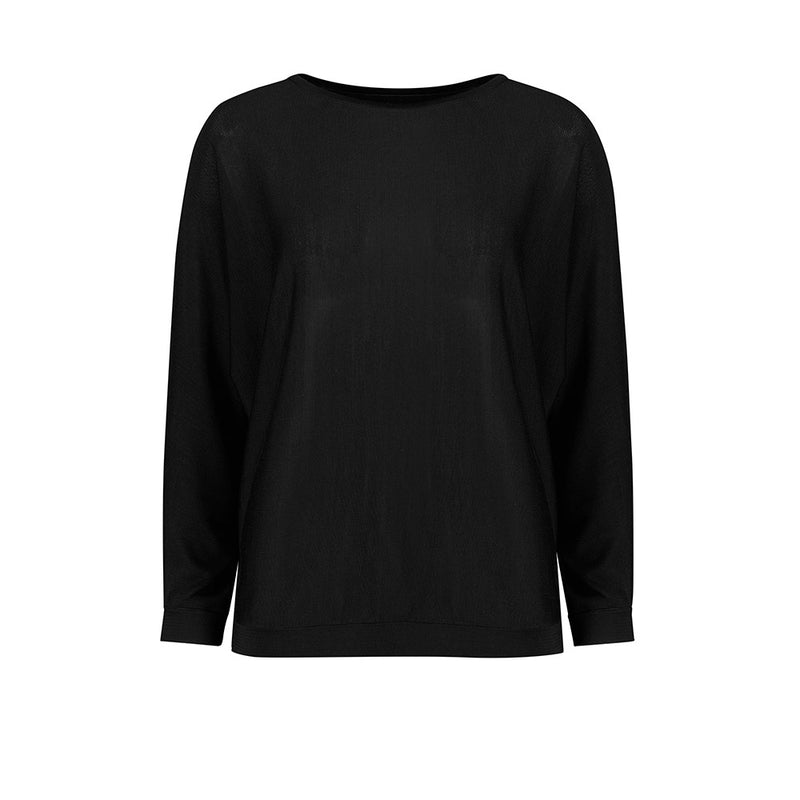 Load image into Gallery viewer, Biz Skye Women's Batwing Sweater Top, featuring relaxed fit, sustainable Lyocell fabric, and dolman sleeves for a modern look. Designed to sit on the hip, offering natural stretch and comfort.