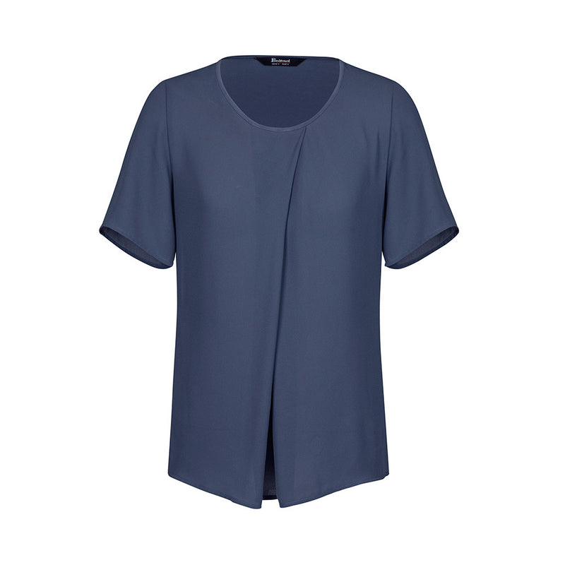 Load image into Gallery viewer, Biz Sydney Womens Short Sleeve T-Top, featuring a breezy Georgette front and sleeves with a stretch jersey back, offers a relaxed fit and elegant style suitable for various professional settings.