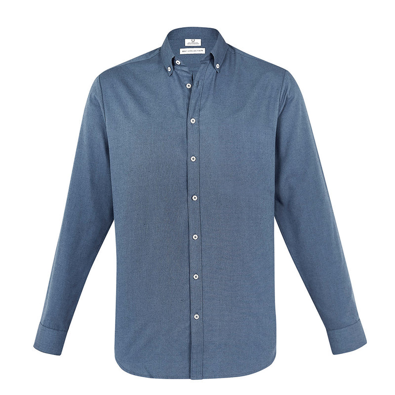 Load image into Gallery viewer, Biz Mens Memphis Long Sleeve Shirt featuring a modern button-down collar, adjustable cuffs, and loose pocket detail, crafted from pre-shrunk oxford weave fabric for comfort and minimal ironing. Ideal for workplace settings.