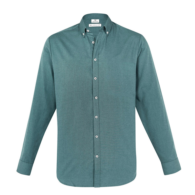 Load image into Gallery viewer, Biz Mens Memphis Long Sleeve Shirt featuring a modern button-down collar and adjustable cuffs, crafted from a pre-shrunk oxford weave fabric for a softer feel, ideal for workplace uniforms and casual wear.