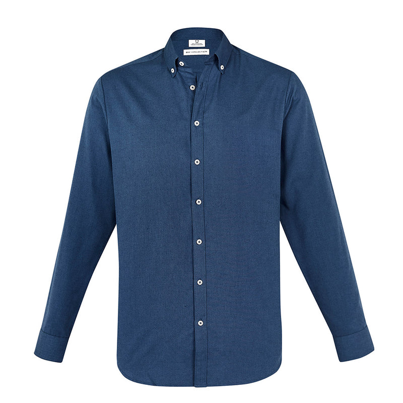 Load image into Gallery viewer, Biz Mens Memphis Long Sleeve Shirt featuring a modern button-down collar, adjustable cuffs, and a back box pleat, crafted from pre-shrunk oxford weave fabric, ideal for versatile workplace wear.