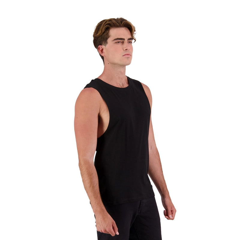 Load image into Gallery viewer, Big Air Tank Singlet with big armholes and raw edges, featuring chunky neck binding and side seams, ideal for comfort and flexibility during workouts or leisure, made from 100% combed ring-spun cotton.