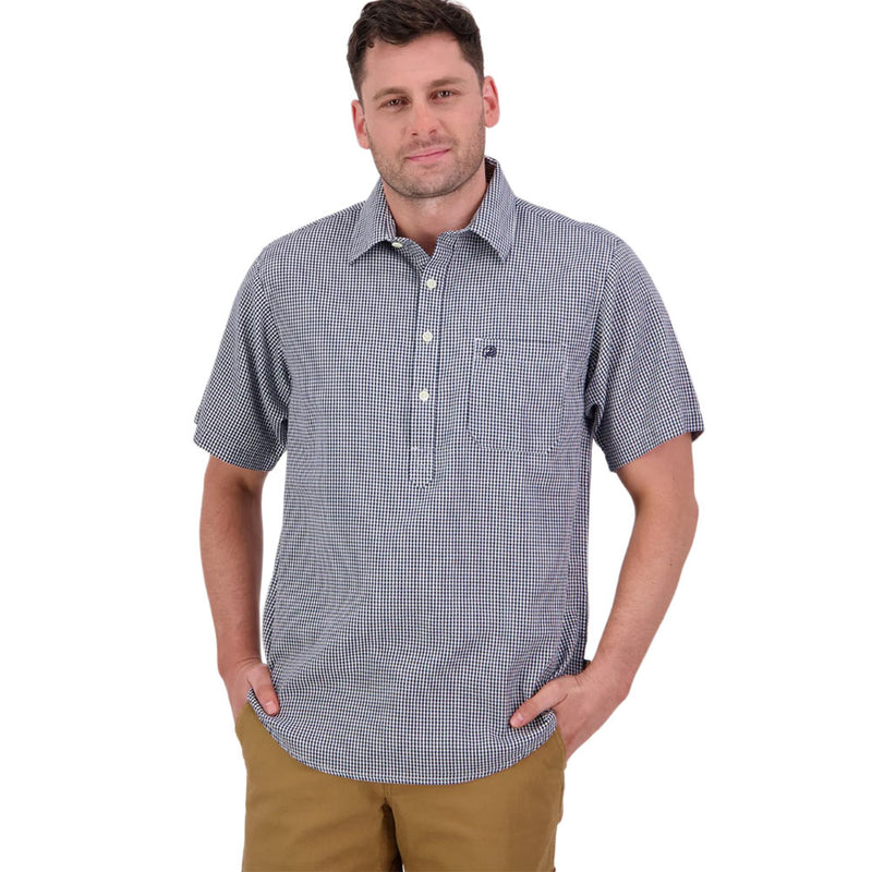 Load image into Gallery viewer, Swanndri Mens Paihia V2 Short Sleeve Shirt, a lightweight, breathable checkered shirt with relaxed fit and generous chest pocket, ideal for summer wear, featuring back pleats and half placket button closure.