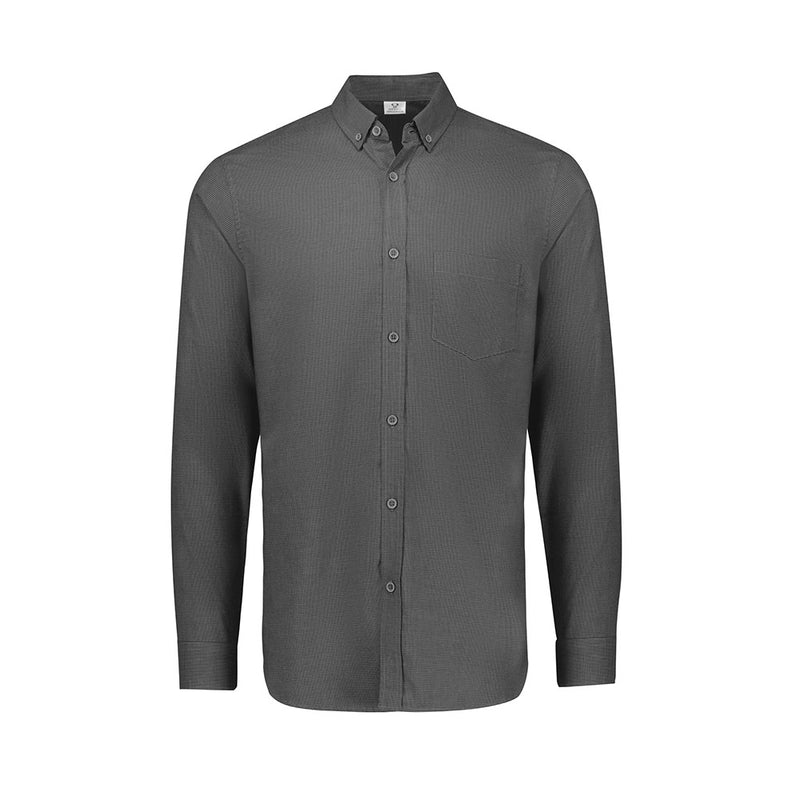 Load image into Gallery viewer, Biz Mens Soul Long Sleeve Shirt features a relaxed fit with a button-down collar, adjustable cuffs, and a left front pocket. Designed for comfort, it offers a garment-washed, soft hand feel.