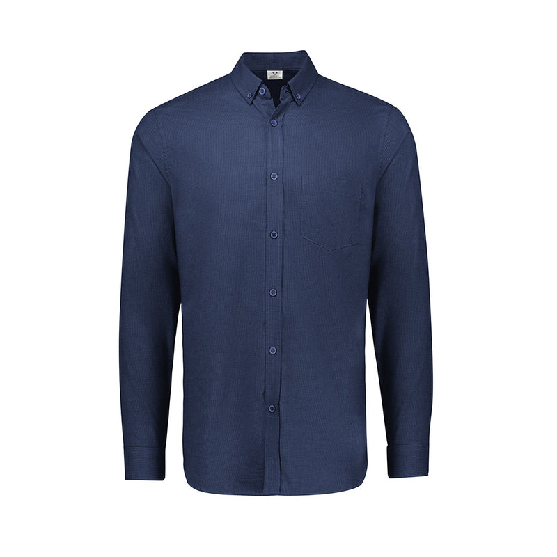 Load image into Gallery viewer, Biz Mens Soul Long Sleeve Shirt features a relaxed fit with a button-down collar, adjustable cuffs, and a left front pocket, ideal for comfortable workplace wear.