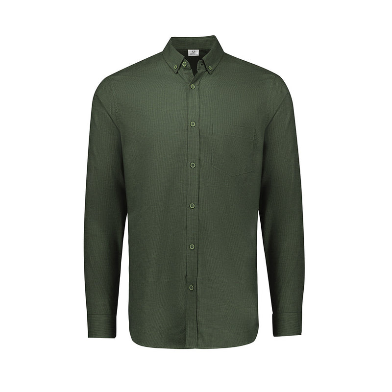 Load image into Gallery viewer, Biz Mens Soul Long Sleeve Shirt features a relaxed fit with a button-down collar, dress placket, and adjustable cuffs. Its garment-washed finish offers a soft touch, ideal for casual workplace settings.