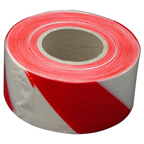 Floor Marking Tape Red/White 48mm x 30m, showcasing a roll of durable PVC film with rubber adhesive, ideal for safety demarcation in workplaces, aligning with Active Safety's commitment to quality safety supplies.