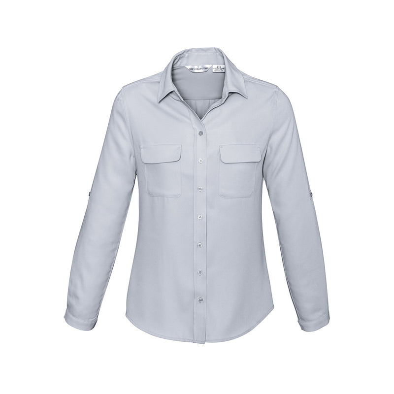 Load image into Gallery viewer, Biz Ladies Madison Long Sleeve shirt features versatile roll-up sleeves and a gently shaped torso for comfort, ideal for both professional and casual settings, aligning with Active Safety's workwear focus.