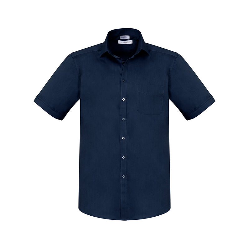 Load image into Gallery viewer, Biz Mens Monaco Shirt featuring a modern narrow collar and mitred cuffs, crafted from stretch cotton for comfort and style. A versatile option for both casual and professional settings.