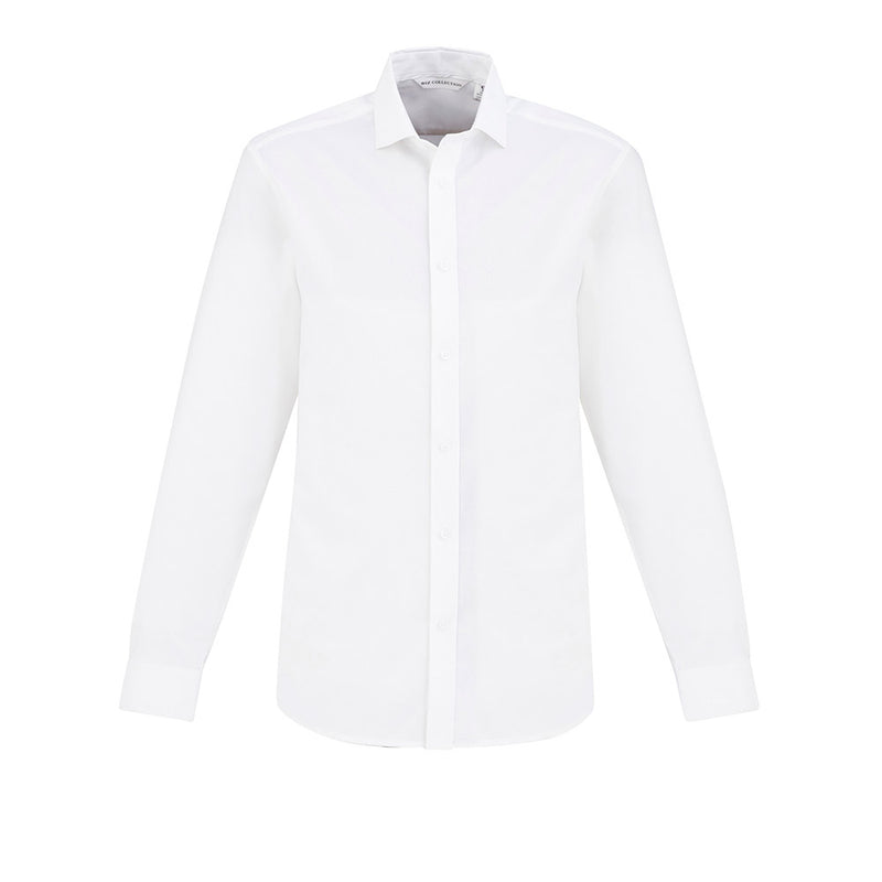 Load image into Gallery viewer, Biz Mens Regent Long Sleeve Shirt features a modern collar, herringbone weave, chest pocket, and adjustable cuffs, ideal for professional settings, aligning with Active Safety's range of quality uniforms.