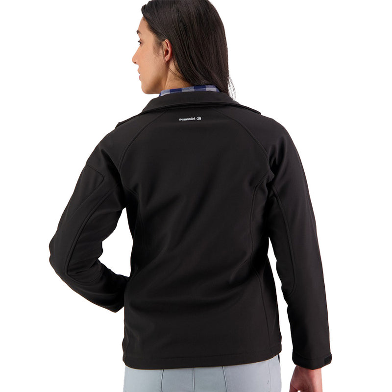 Load image into Gallery viewer, Swanndri Womens Ashbury Soft Shell Jacket featuring a sleek design with full-length zip, zip pockets, raglan sleeves, and subtle branding, ideal for windproof and water-resistant protection in active work environments.