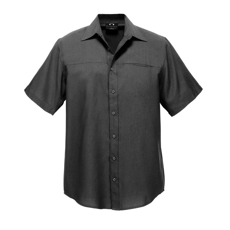 Load image into Gallery viewer, Biz Mens Oasis Short Sleeve Shirt with standard collar, jet chest, and pen pocket; features breathable, moisture-wicking BIZ COMFORTCOOL™ fabric, ideal for active workplaces, reflecting Active Safety's commitment to high-performance workwear.