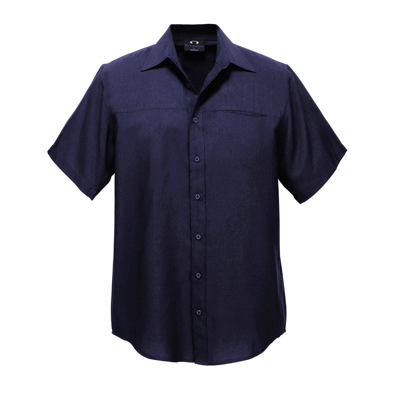 Load image into Gallery viewer, Biz Mens Oasis Short Sleeve Shirt featuring the BIZ COMFORTCOOL™ fabric, designed with a standard collar, jet chest and pen pocket, and a curved hem, ideal for demanding workplace environments.