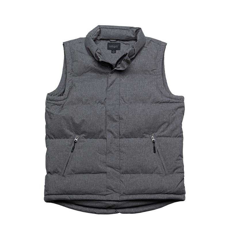 Load image into Gallery viewer, Basin Puffa Hooded Vest, Grey: A versatile vest featuring quilted stitching, padded collar, adjustable hood, and multiple zippered pockets, ideal for unpredictable weather with a 10,000mm waterproof rating.