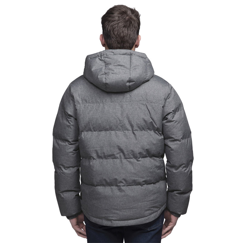 Load image into Gallery viewer, Invert Puffa Jacket, Grey, featuring quilted stitch detailing, padded collar with removable hood, and zippered pockets; designed for versatile protection from alpine to office in wet conditions.