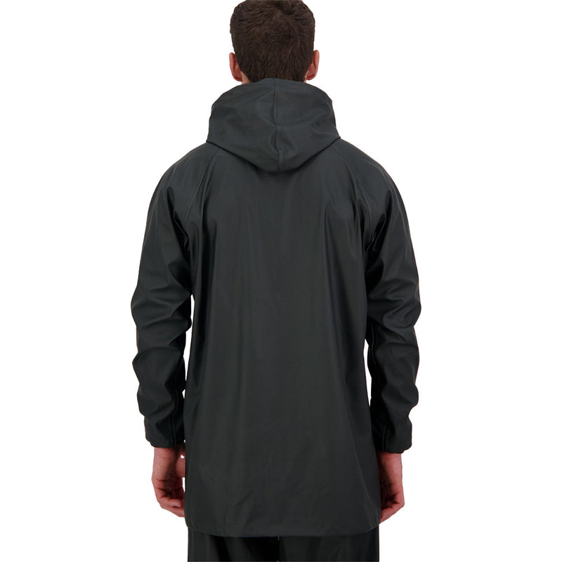 Load image into Gallery viewer, Line 7 Station Jacket V2 features a hooded design and raglan sleeves, ideal for wet conditions. Modeled by a man, it's crafted for flexibility and waterproof efficiency, perfect for safety and work environments.