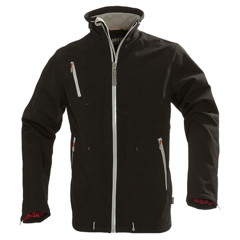 Load image into Gallery viewer, Snyder Mens Jacket: A fully lined, water-repellent softshell jacket with a breathable membrane, featuring elastic drawstrings, fleece collar lining, and two zipped inner pockets, ideal for safety-focused work environments.