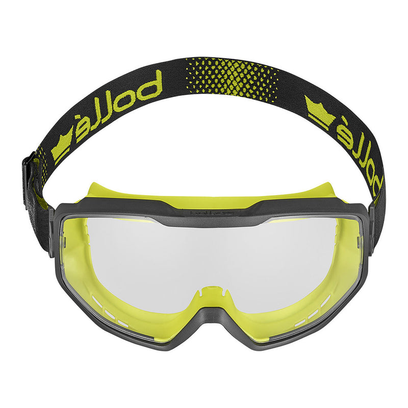 Load image into Gallery viewer, Bolle Spectrum Goggle Vented: Clear features a bi-material frame with a soft gasket for comfort, clear lenses for optimal indoor visibility, and an adjustable strap, ideal for diverse workplace environments.