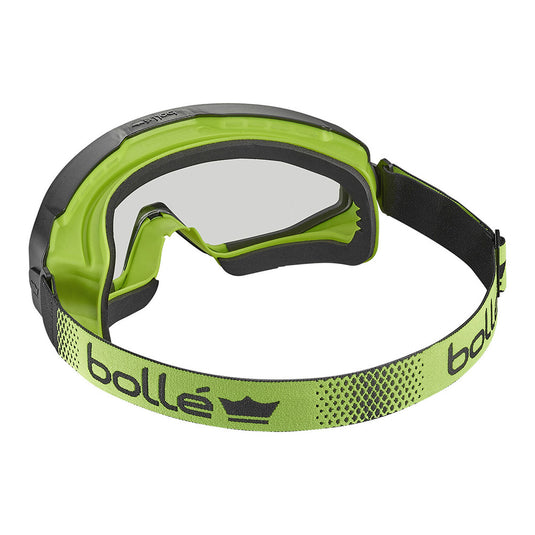 Bolle Spectrum Sealed Goggle: Clear features a bi-material frame with an adjustable strap, clear lenses for optimal indoor vision, and a soft gasket for comfort, ensuring superior protection and adaptability.
