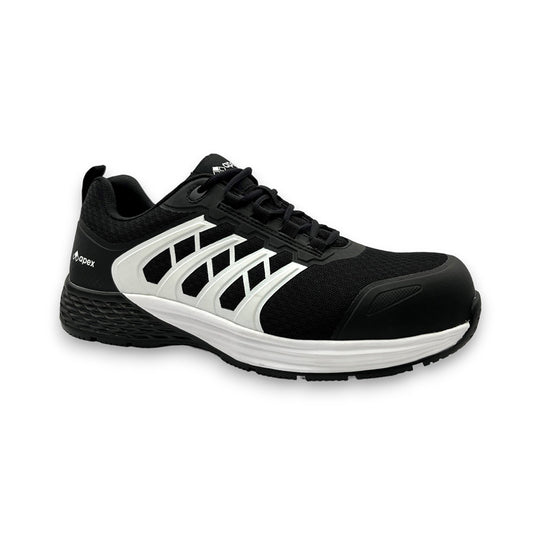 Apex Speed 2.0 Safety Shoes feature a sleek design with a breathable mesh upper and low-profile scuff protection. Ideal for safety, these lightweight shoes offer a wide fit with a composite toe and durable EVA/Rubber outsole.