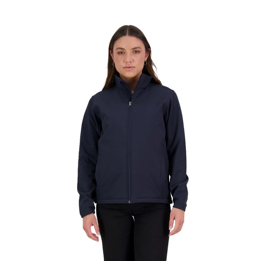 Balfour Womens Softshell Jacket, featuring a water-resistant and wind-blocking design with zippered hand pockets and a premium YKK zip, ideal for active safety and outdoor work environments.