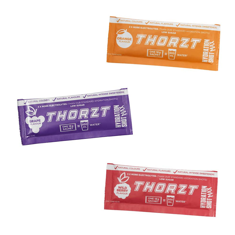 Load image into Gallery viewer, Thorzt Solo Shot Sachet, Mixed: Pack/50, featuring small packets designed for hydration, includes cutting-edge amino acids, electrolytes, and vitamins, aimed at enhancing physical and mental performance.