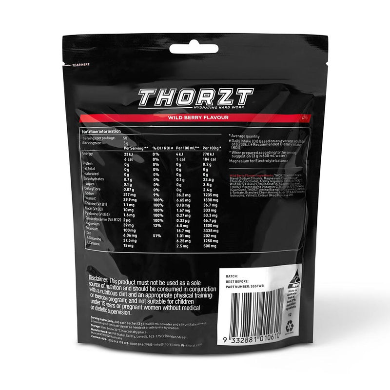 Load image into Gallery viewer, Thorzt Solo Shot Sachet, Wildberry: Pack/50