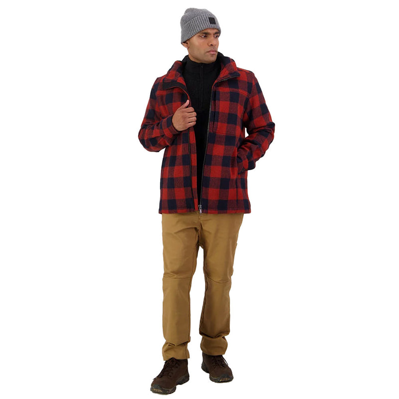 Load image into Gallery viewer, Swanndri Hudson Wool Hoodie crafted from 100% New Zealand wool with cotton lining, featuring a contoured hood, heavy-duty front zip, and concealed zip pockets, embodying durability for outdoor adventures.