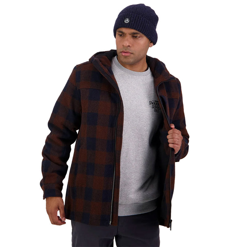 Load image into Gallery viewer, Swanndri Hudson Wool Hoodie crafted from 100% New Zealand wool, features a contoured hood, heavy-duty zip, and concealed pockets, ideal for outdoor durability and comfort, reflecting Active Safety's commitment to quality workwear.