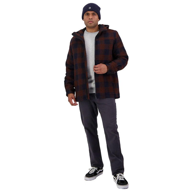 Load image into Gallery viewer, Swanndri Hudson Wool Hoodie crafted from 100% New Zealand wool, featuring a contoured hood, concealed zip pockets, and a Swanndri leather badge, ideal for durable, all-weather outdoor wear.