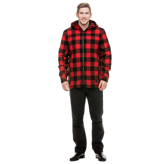 Swanndri Hudson Wool Hoodie, crafted from 100% New Zealand wool, features a contoured hood, heavy-duty front zip, and concealed pockets, ideal for durable outdoor wear, aligning with Active Safety's workwear focus.
