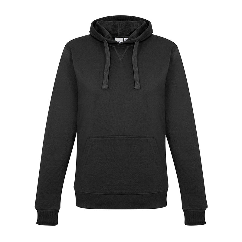 Load image into Gallery viewer, Biz Ladies Crew Pullover Hoodie features a classic urban street style with a modern fit, drawstring hood, kangaroo pocket, and ribbed cuffs, crafted from durable, breathable mid-weight cotton blend fleece.