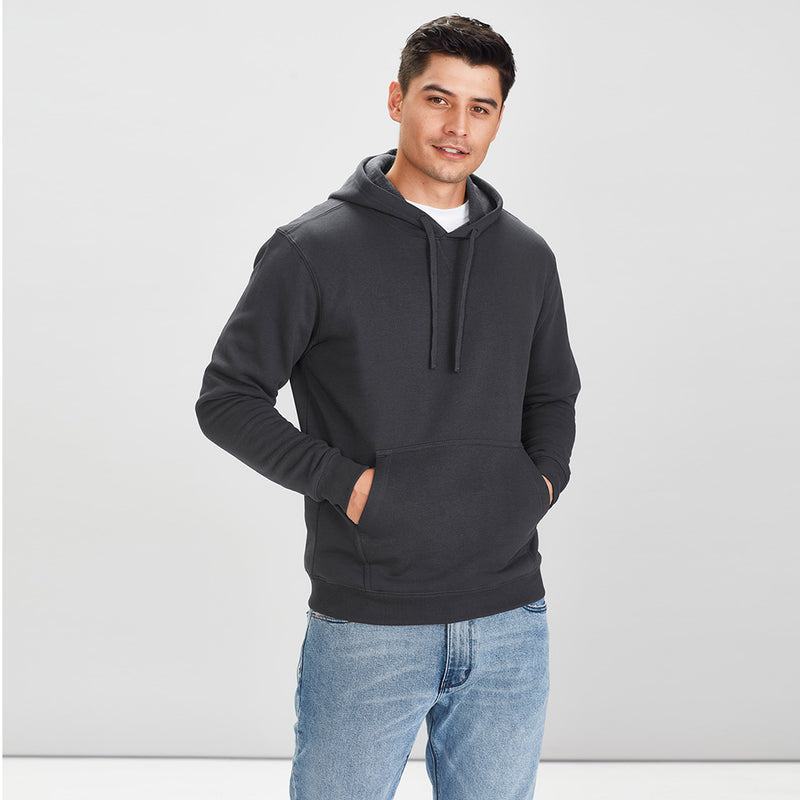 Load image into Gallery viewer, Biz Crew Pullover Hoodie featuring a kangaroo pocket, wider ‘shoelace’ drawstring hood, and ribbed hem and cuffs. Ideal for active safety environments, blending comfort and practicality with its polyester-cotton fleece material.