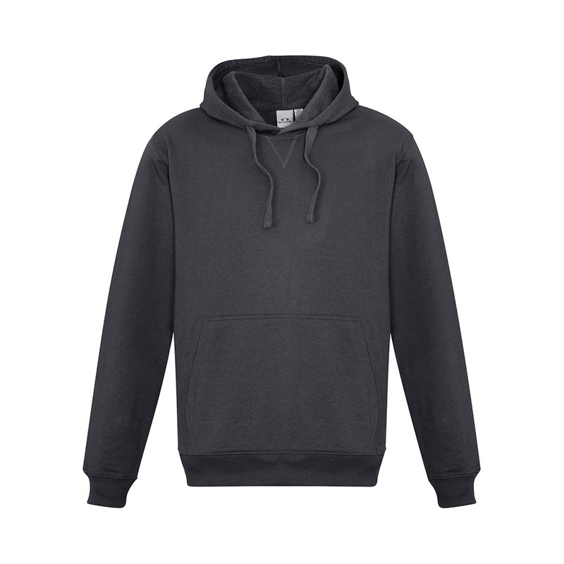 Load image into Gallery viewer, Biz Crew Pullover Hoodie featuring a front kangaroo pocket and hood with shoelace drawstring, ideal for workplace safety. Crafted from durable polyester-cotton fleece with ribbed cuffs and hem for comfort.
