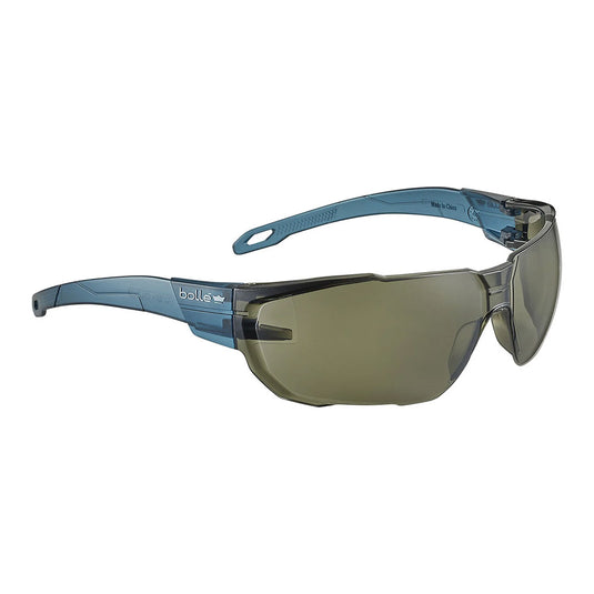 Bolle Swift Platinum Lite Safety Glasses: Smoke, featuring clear lenses with a sleek, durable design. Ideal for safety, offering anti-scratch and anti-fog protection, enhancing vision and comfort. Suitable for workplace safety needs.