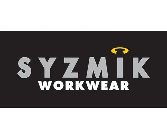 Syzmik Workwear logo. Syzmik workwear offer a range of men's and women's workwear and hi vis uniform.