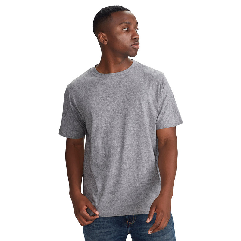Load image into Gallery viewer, Biz Ice Premium Cotton Tee displaying its robust design with twin needle sleeve and body hem, ideal for workwear. Features ribbed elastane neck band and mobilon tape for enhanced comfort and durability.