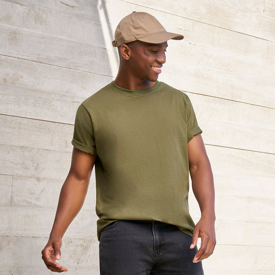 Biz Ice Premium Cotton Tee featuring a sleek design with twin needle sleeve and body hem, ribbed elastane neck band for stretch, and easy tear-away label, ideal for workplace safety and branding.