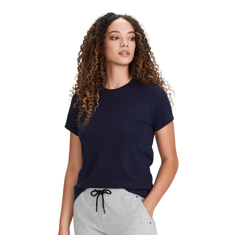 Load image into Gallery viewer, Biz Ladies Ice Premium Cotton Tee, featuring durable neck ribbing and twin needle hems for longevity, showcases a sleek design ideal for active wear, aligning with Active Safety's commitment to quality workwear.