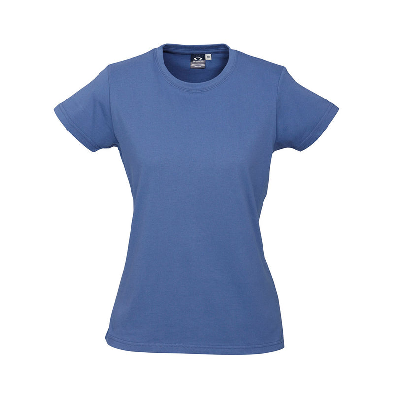 Load image into Gallery viewer, Biz Ladies Ice Premium Cotton Tee with durable ribbed elastane neck band, twin needle sleeve and body hem, ideal for workplace safety uniforms, offering comfort and longevity, suitable for promotional rebranding.