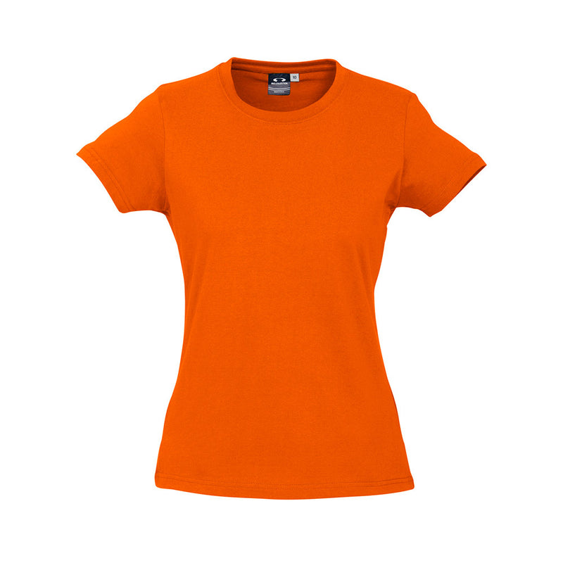 Load image into Gallery viewer, Biz Ladies Ice Premium Cotton Tee, designed for durability with quality neck ribbing for stretch recovery, features twin needle sleeve and body hem, ideal for workplace safety and comfort.