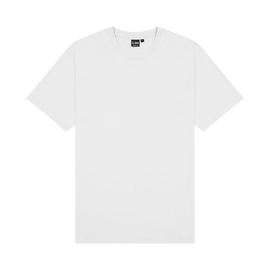 Cloke Outline Tee featuring a sleek design with a tear-away neck label, crafted from 100% combed ring-spun cotton. Ideal for safety-centric workwear, offering comfort and durability with twin-needle stitching.
