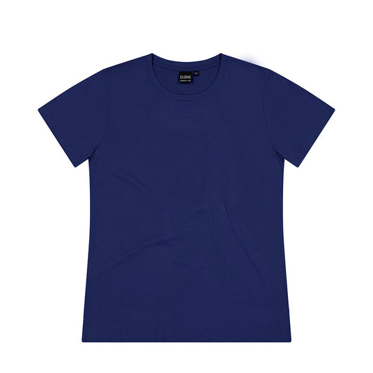 Cloke Silhouette Womens Tee V2: A high-quality blank tee ideal for customization, featuring tight knit fabric, side seams for a tailored fit, and durable twin-needle stitching, perfect for active workplace settings.