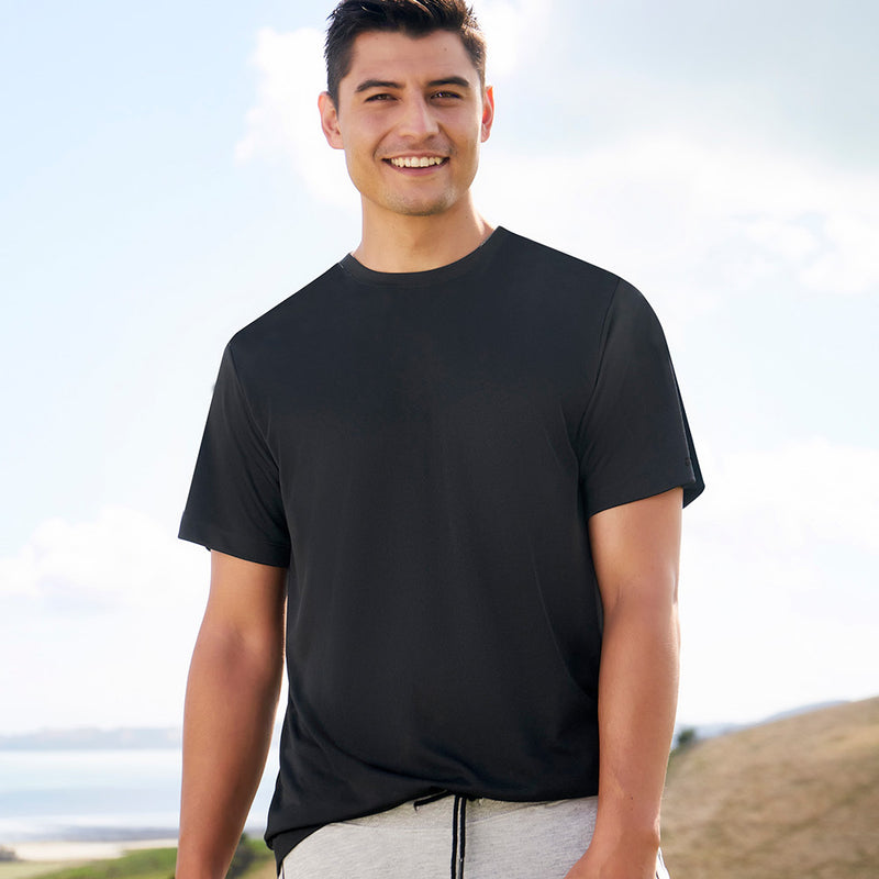 Load image into Gallery viewer, Biz Mens Action Short Sleeve Tee made from 100% recycled polyester, featuring a breathable sports knit and a comfortable, self-fabric rounded neck. Ideal for active and safety-conscious environments.